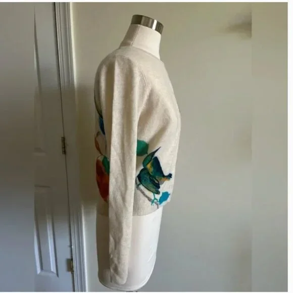 Anthropologie The Juliet Cashmere Cardigan Sweater Birds Graphics size S - Picture 6 of 11